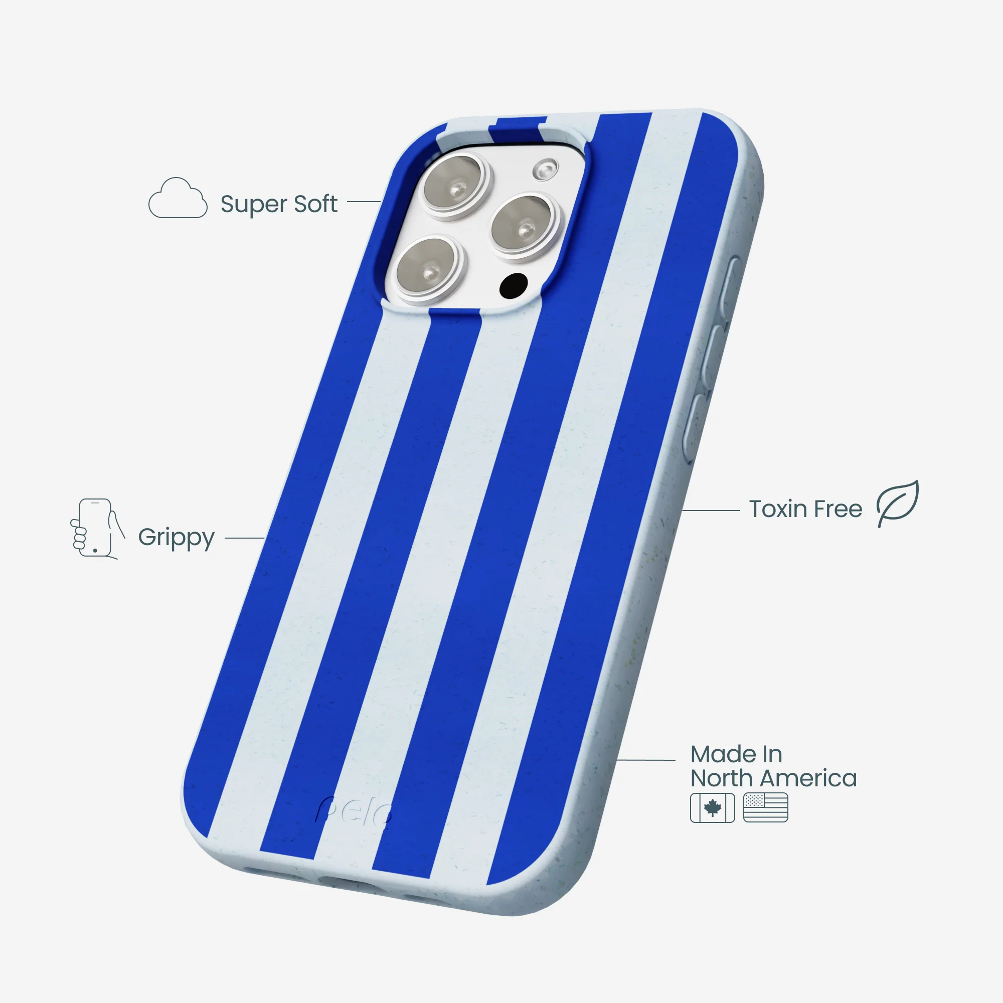 Powder Blue Big Cobalt Stripes iPhone 16 Pro Max Case - Image 4