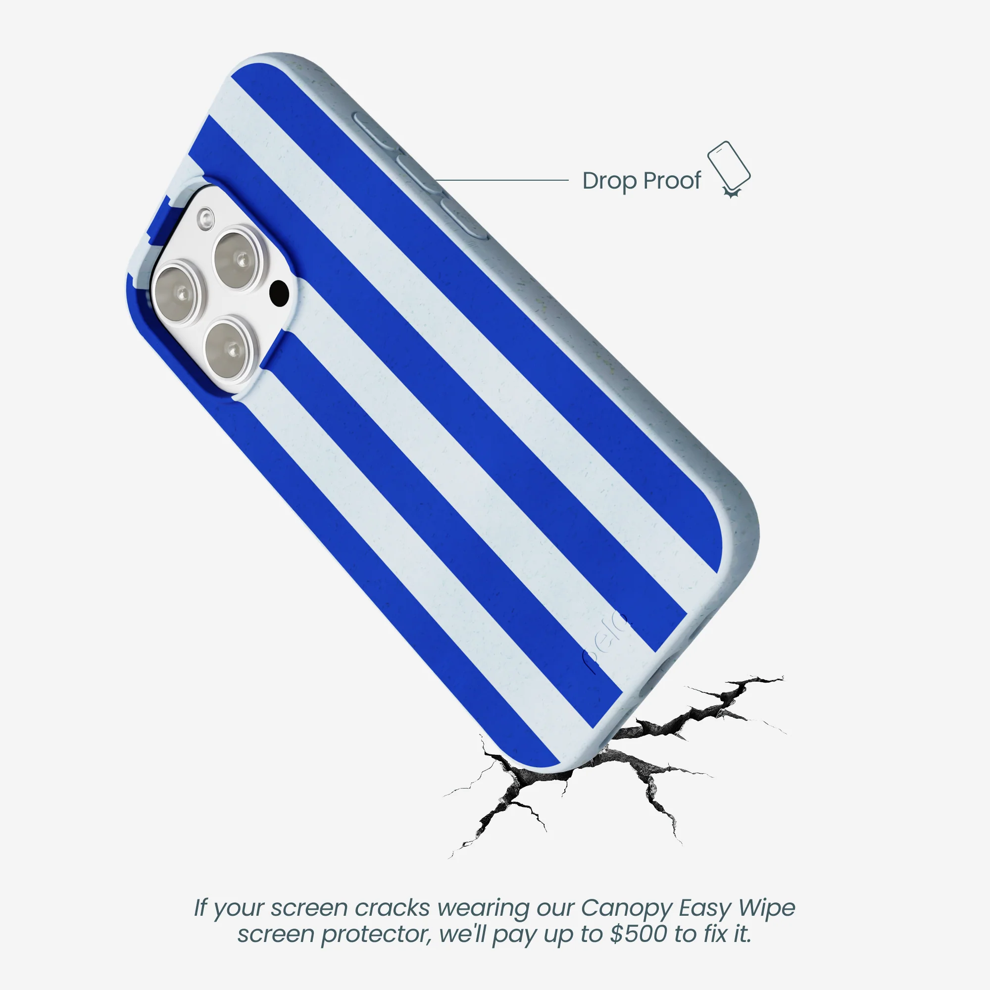 Powder Blue Big Cobalt Stripes iPhone 16 Pro Max Case - Image 5