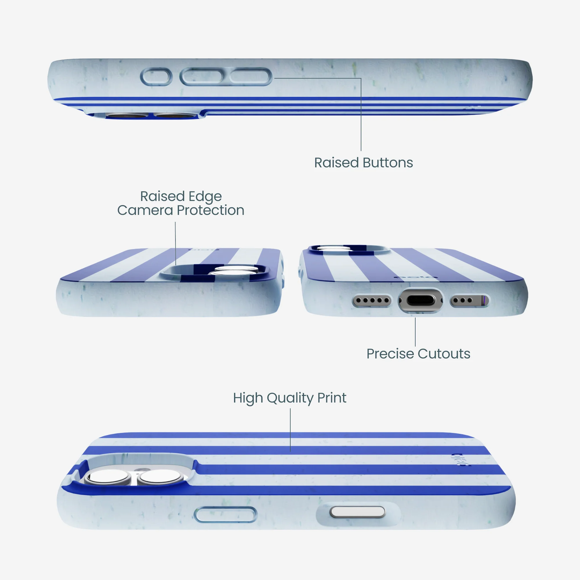 Powder Blue Big Cobalt Stripes iPhone 17 Case - Image 3