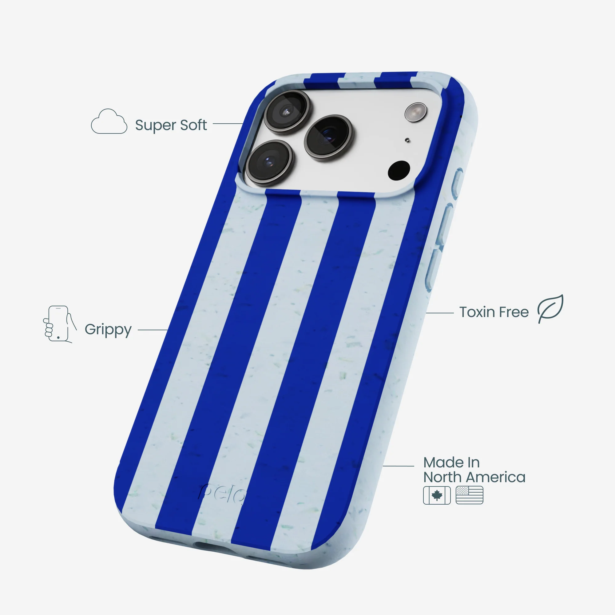 Powder Blue Big Cobalt Stripes iPhone 17 Pro Case - Image 4