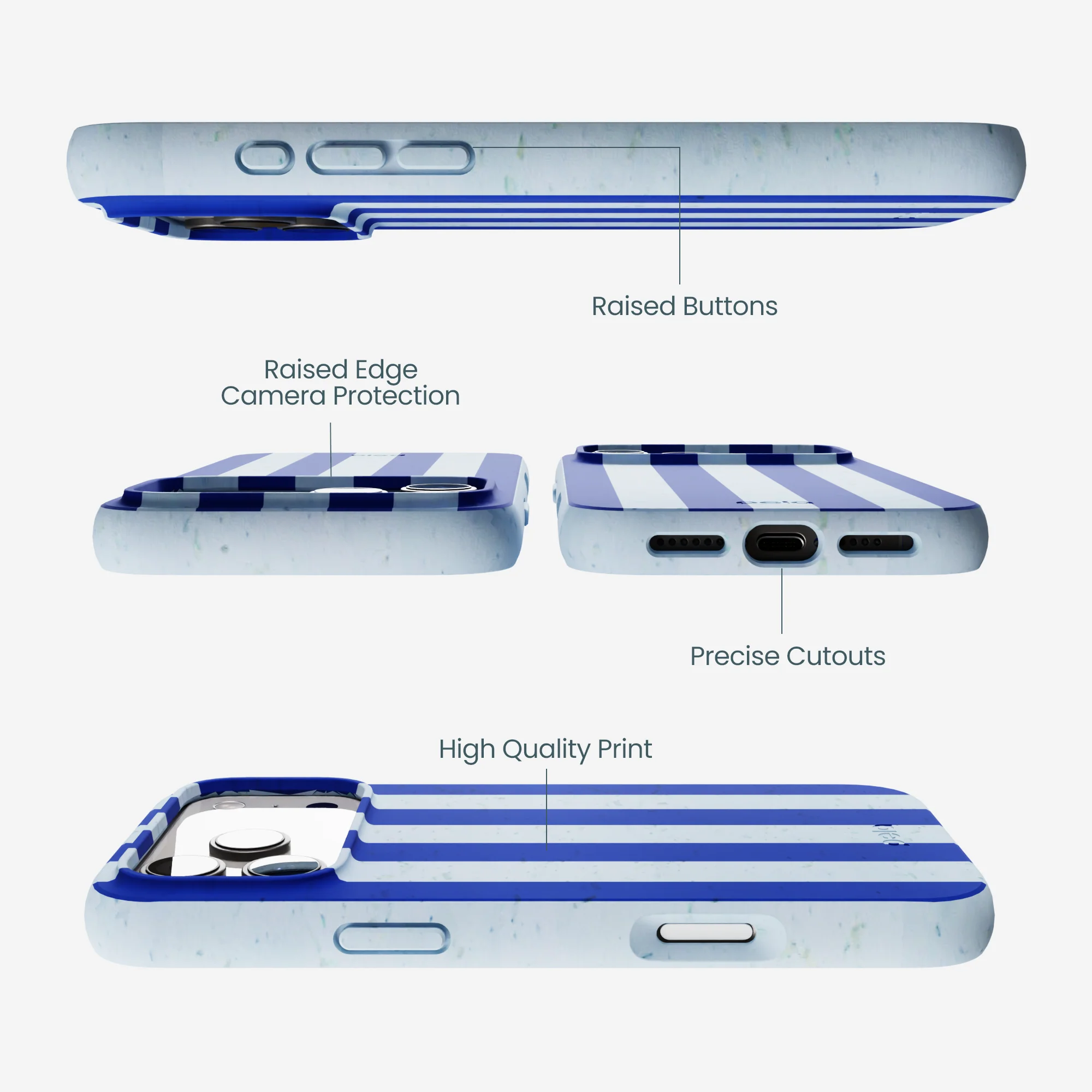 Powder Blue Big Cobalt Stripes iPhone 17 Pro Max Case - Image 3