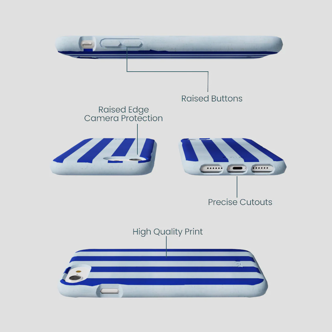 Powder Blue Big Cobalt Stripes iPhone 6/6s/7/8/SE Case - Image 3