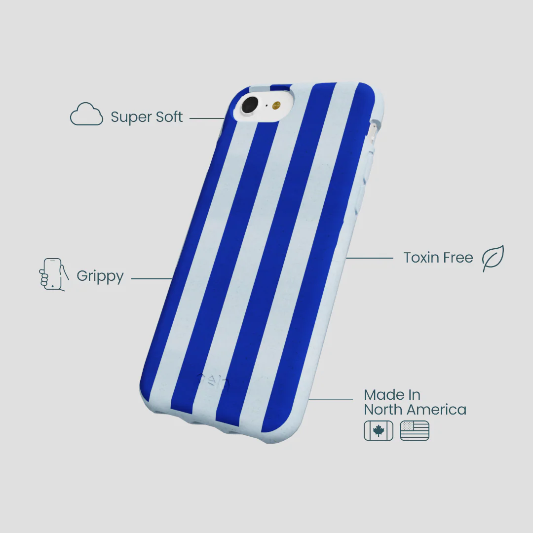 Powder Blue Big Cobalt Stripes iPhone 6/6s/7/8/SE Case - Image 4