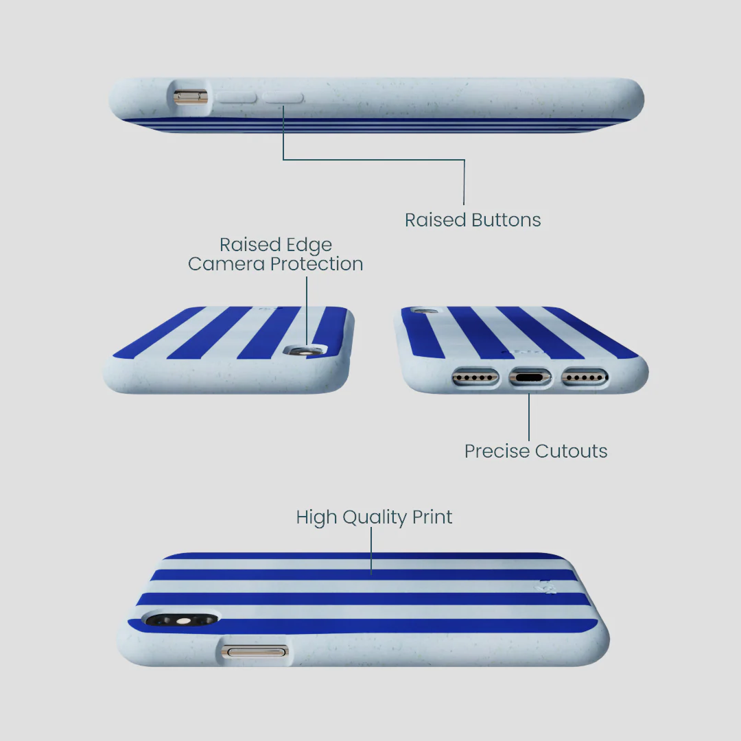 Powder Blue Big Cobalt Stripes iPhone XR Case - Image 3