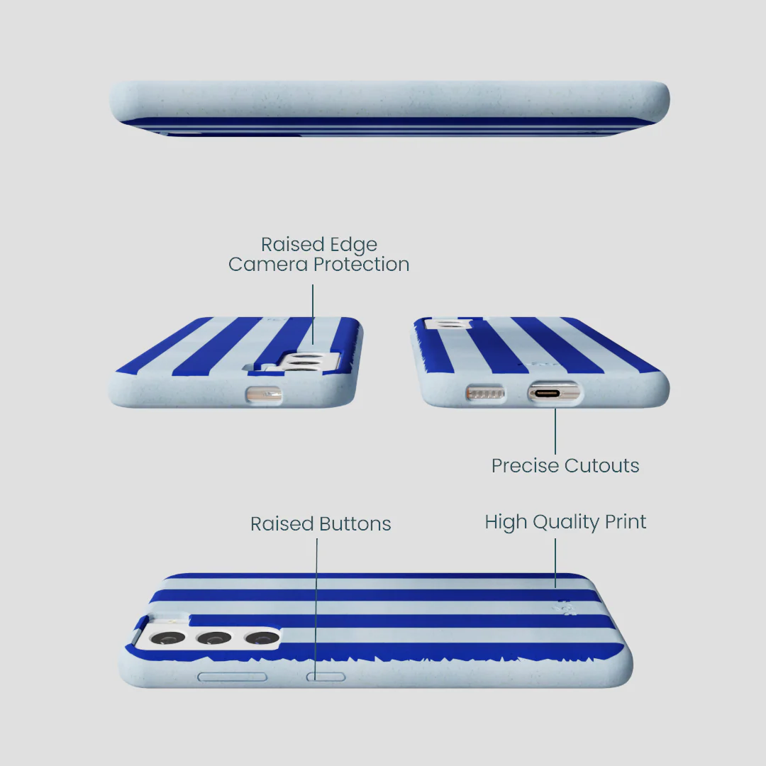 Powder Blue Big Cobalt Stripes Samsung Galaxy S21 Case - Image 3