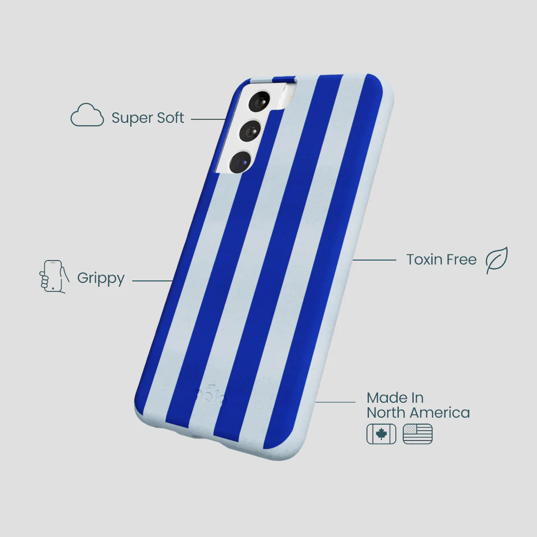 Powder Blue Big Cobalt Stripes Samsung Galaxy S21 Case - Image 4