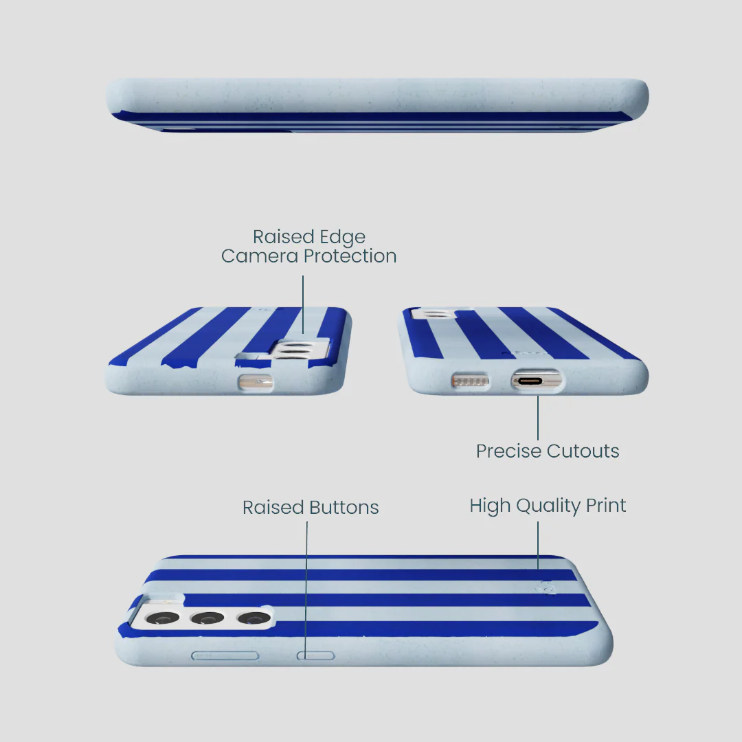 Powder Blue Big Cobalt Stripes Samsung Galaxy S22 Case - Image 3