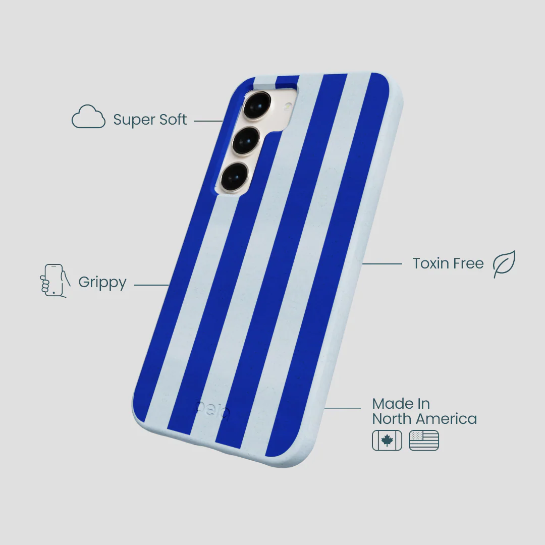 Powder Blue Big Cobalt Stripes Samsung Galaxy S23 Case - Image 4