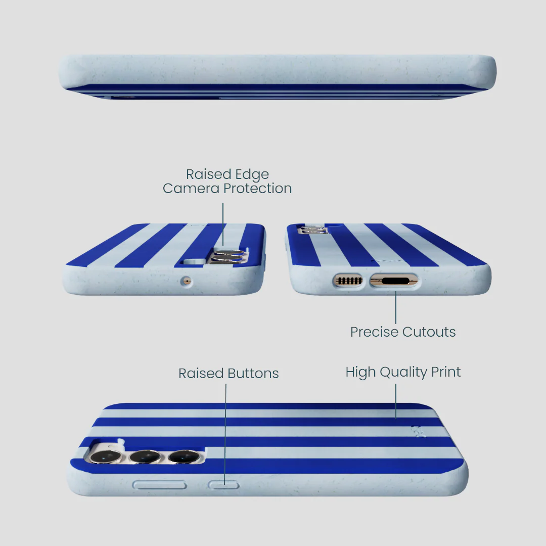 Powder Blue Big Cobalt Stripes Samsung Galaxy S23+(Plus) Case - Image 3