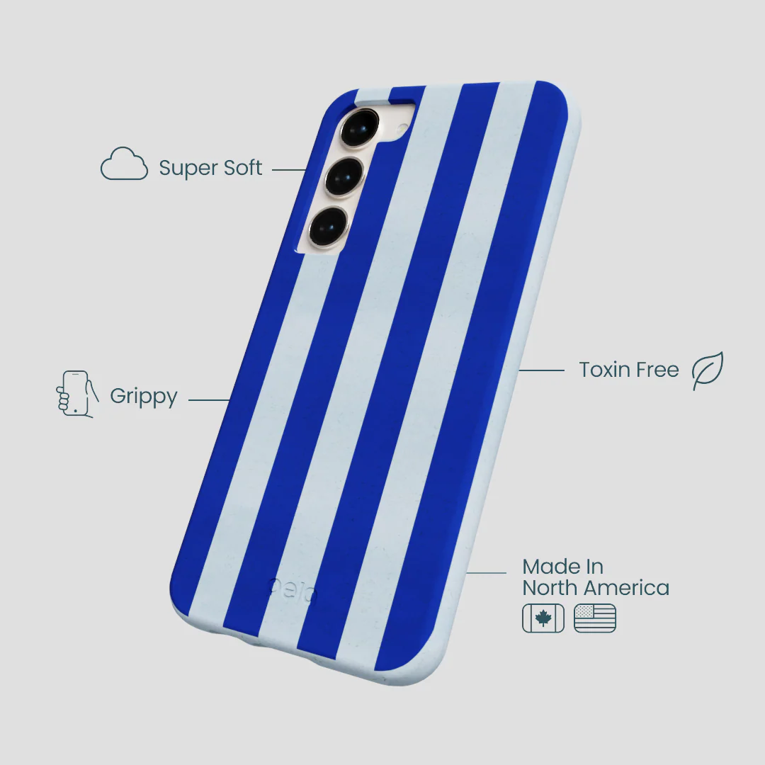 Powder Blue Big Cobalt Stripes Samsung Galaxy S23+(Plus) Case - Image 4