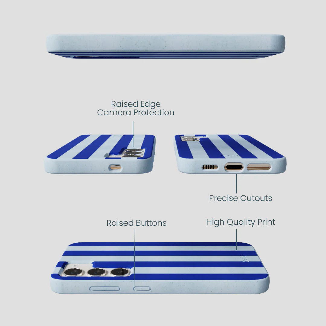 Powder Blue Big Cobalt Stripes Samsung Galaxy S24 Case - Image 3