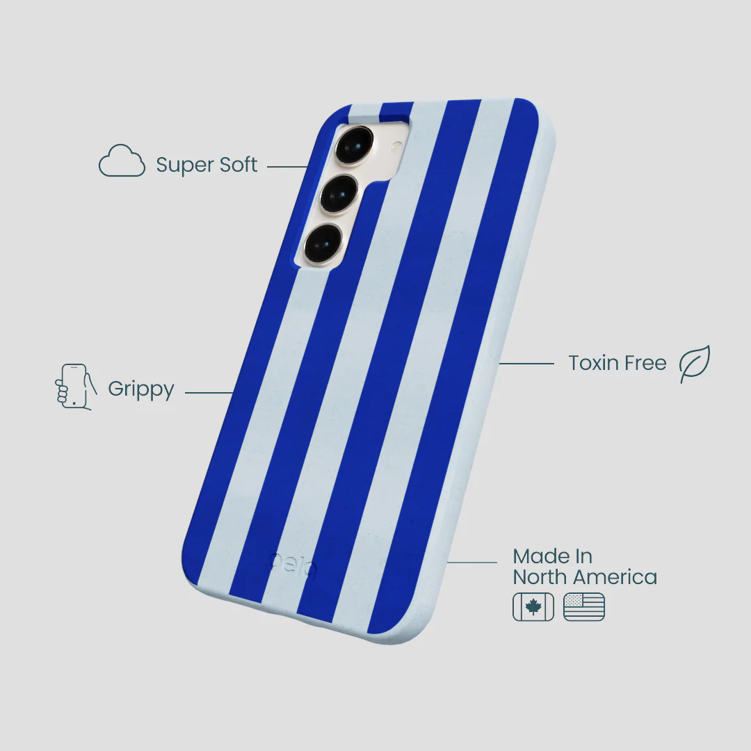 Powder Blue Big Cobalt Stripes Samsung Galaxy S24 Case - Image 4