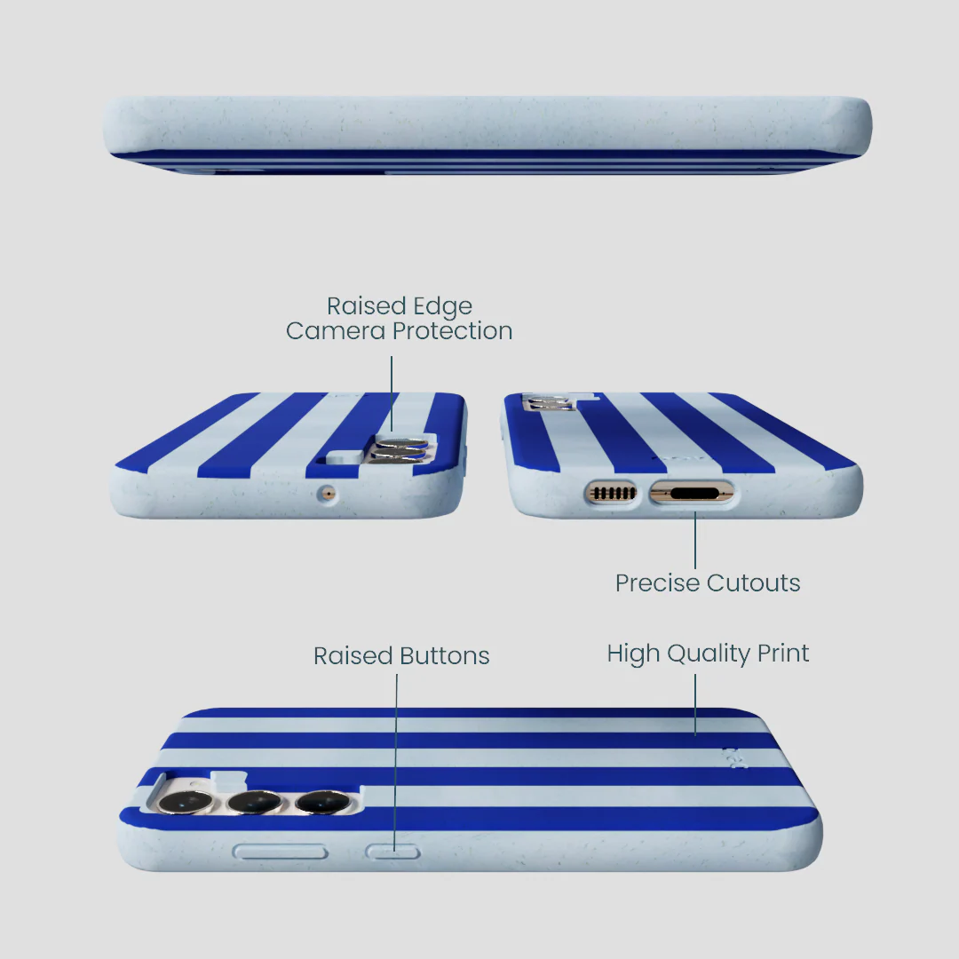 Powder Blue Big Cobalt Stripes Samsung Galaxy S24+(Plus) Case - Image 3