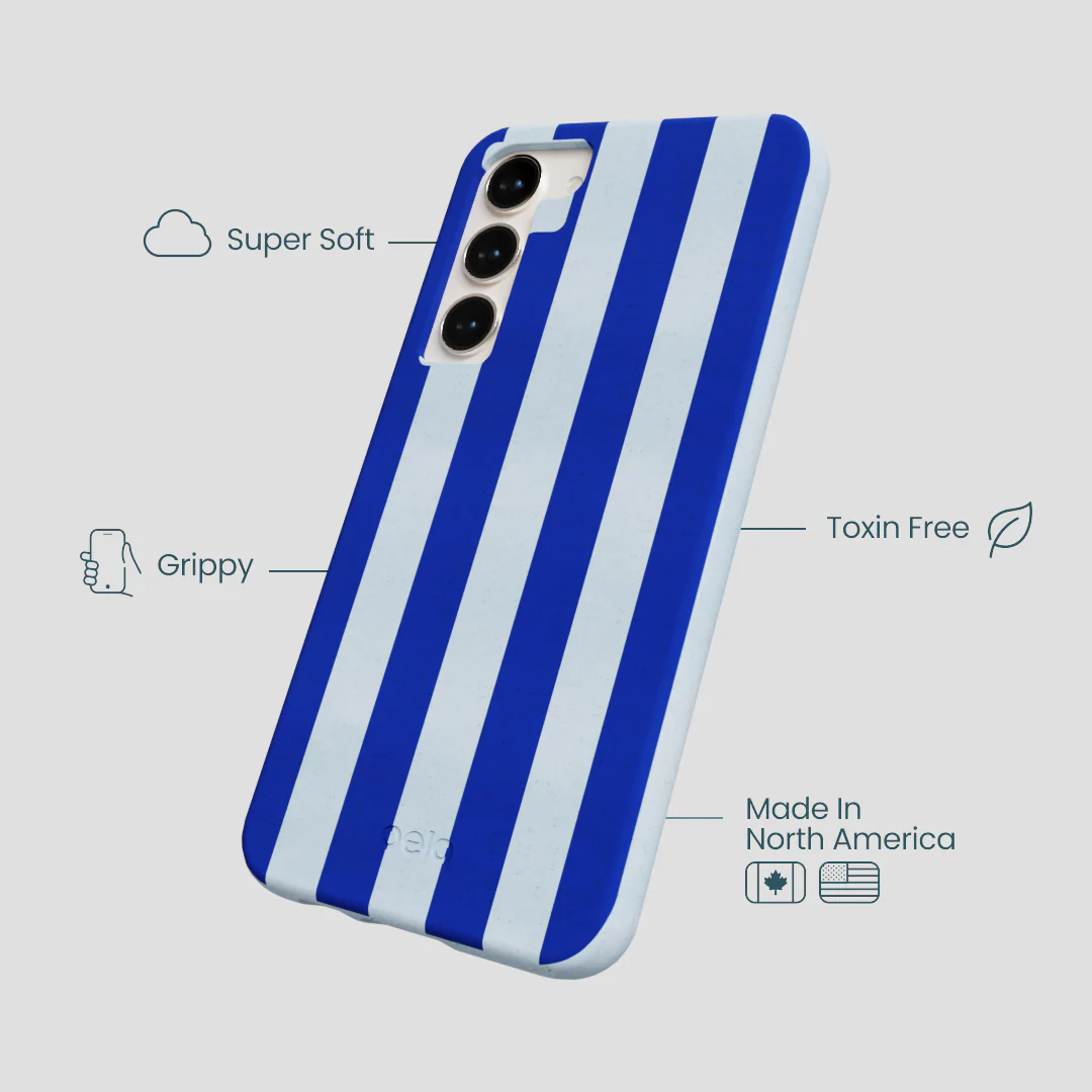 Powder Blue Big Cobalt Stripes Samsung Galaxy S24+(Plus) Case - Image 4