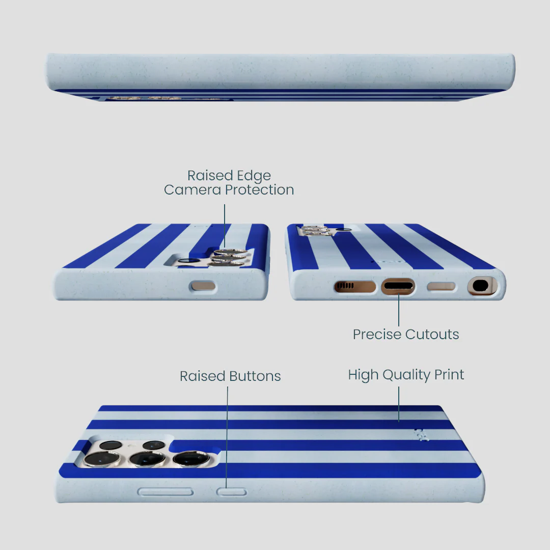 Powder Blue Big Cobalt Stripes Samsung Galaxy S24 Ultra Case - Image 3