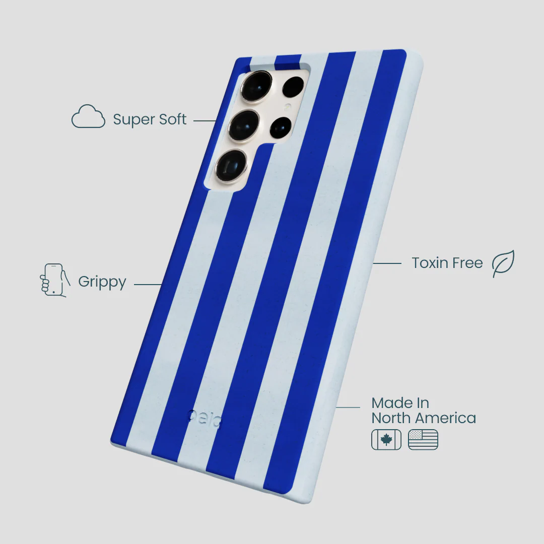 Powder Blue Big Cobalt Stripes Samsung Galaxy S24 Ultra Case - Image 4