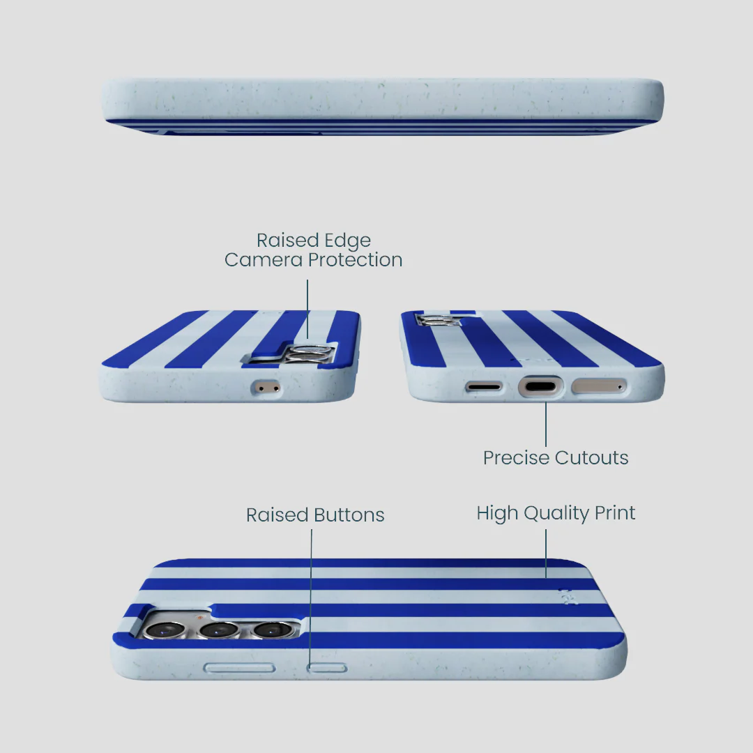 Powder Blue Big Cobalt Stripes Samsung Galaxy S25 Case - Image 3