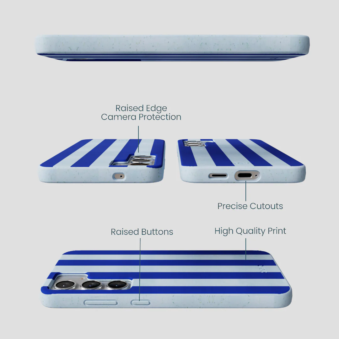 Powder Blue Big Cobalt Stripes Samsung Galaxy S25+(Plus) Case - Image 3