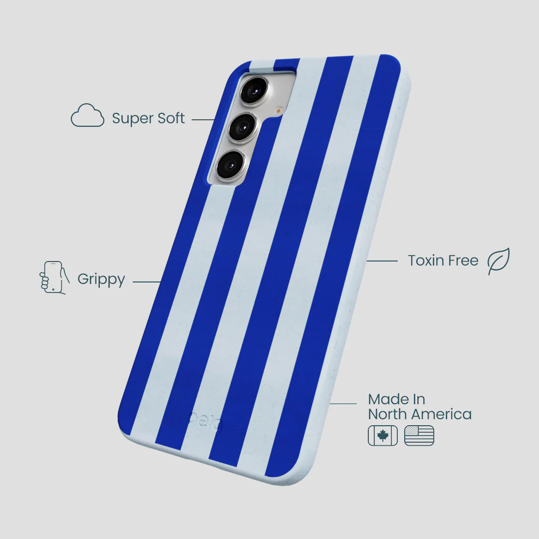 Powder Blue Big Cobalt Stripes Samsung Galaxy S25+(Plus) Case - Image 4