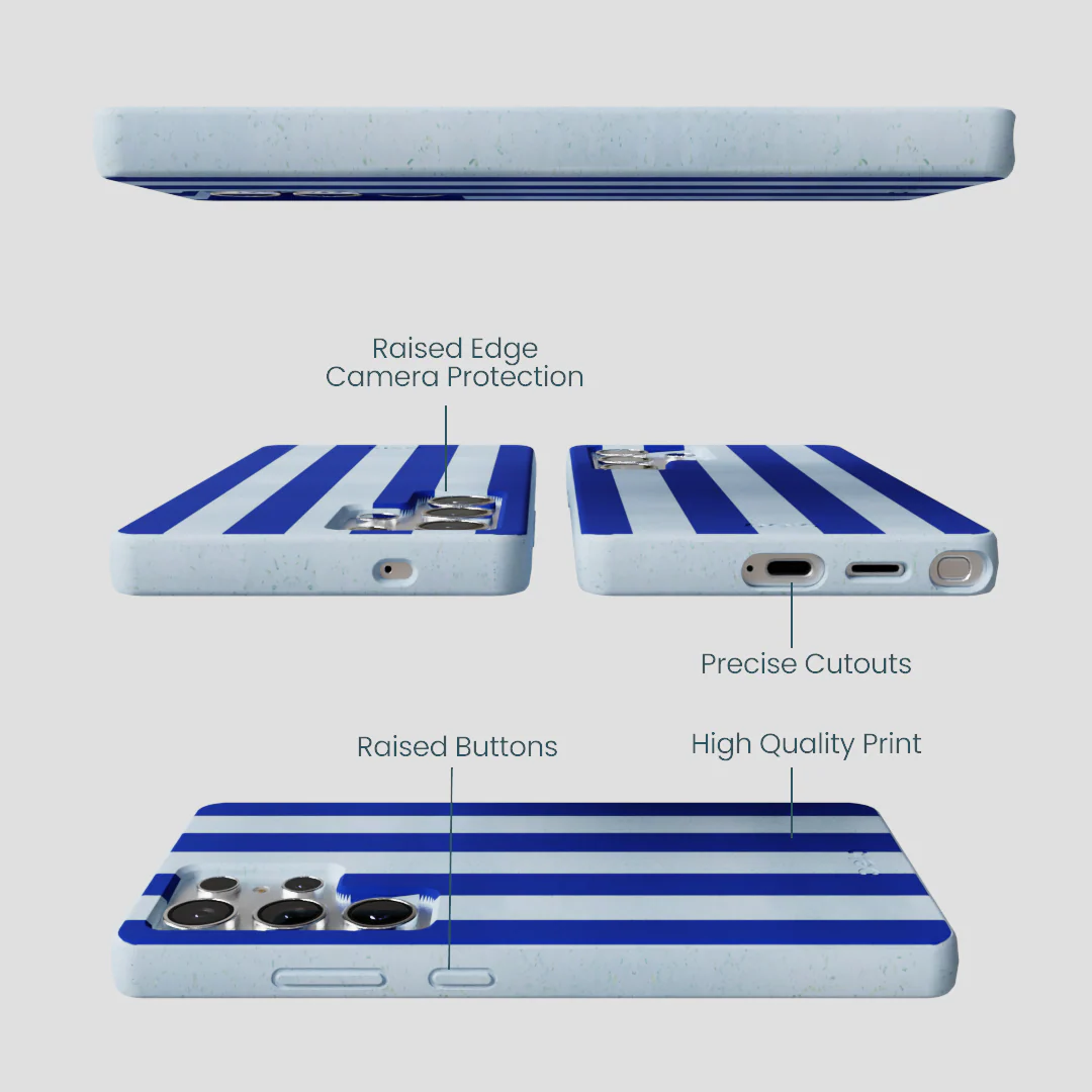 Powder Blue Big Cobalt Stripes Samsung Galaxy S25 Ultra Case - Image 3