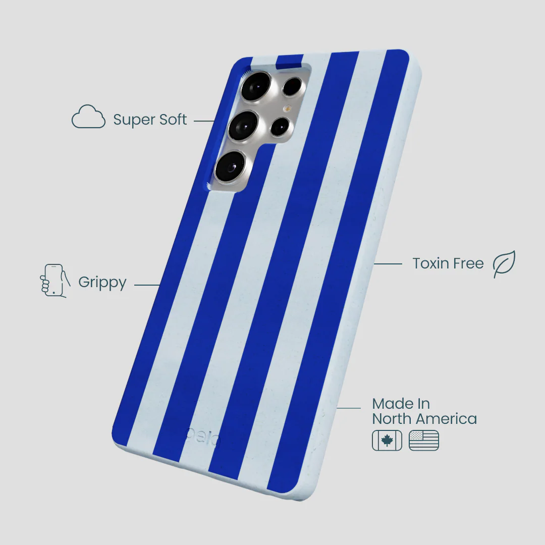 Powder Blue Big Cobalt Stripes Samsung Galaxy S25 Ultra Case - Image 4