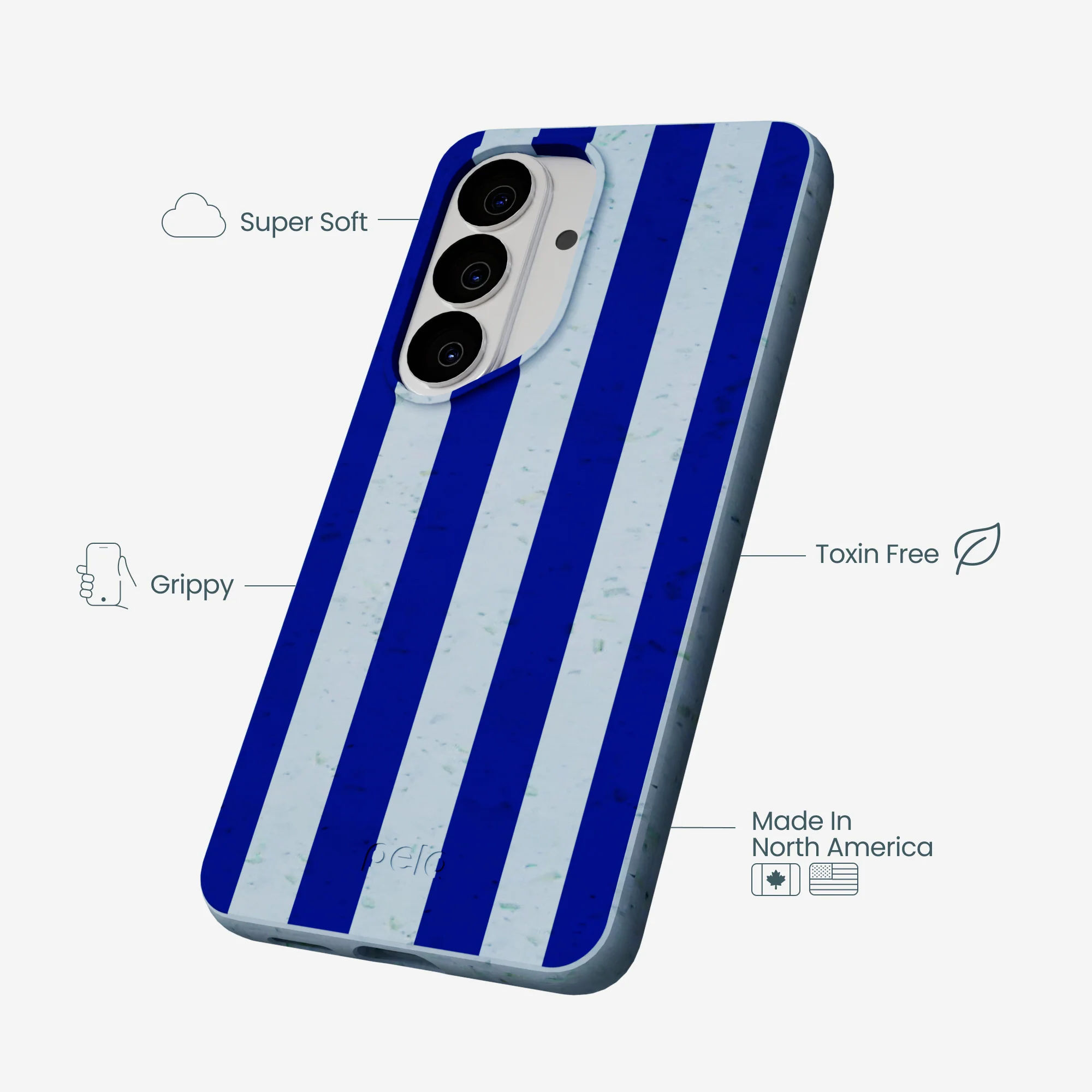 Powder Blue Big Cobalt Stripes Samsung Galaxy S26 Case - Image 4