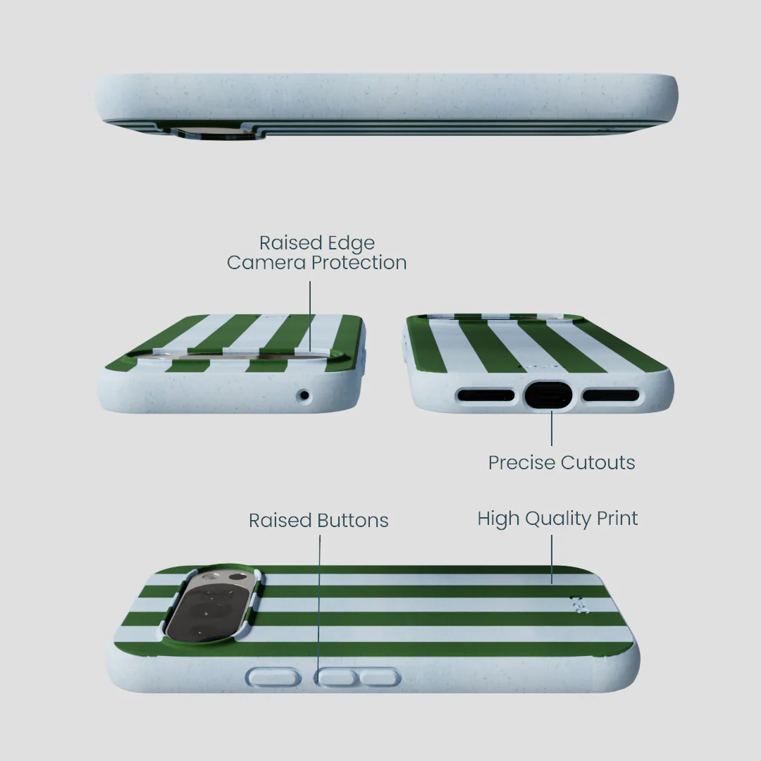 Powder Blue Big Evergreen Stripes Google Pixel 10/10 Pro Case - Image 3