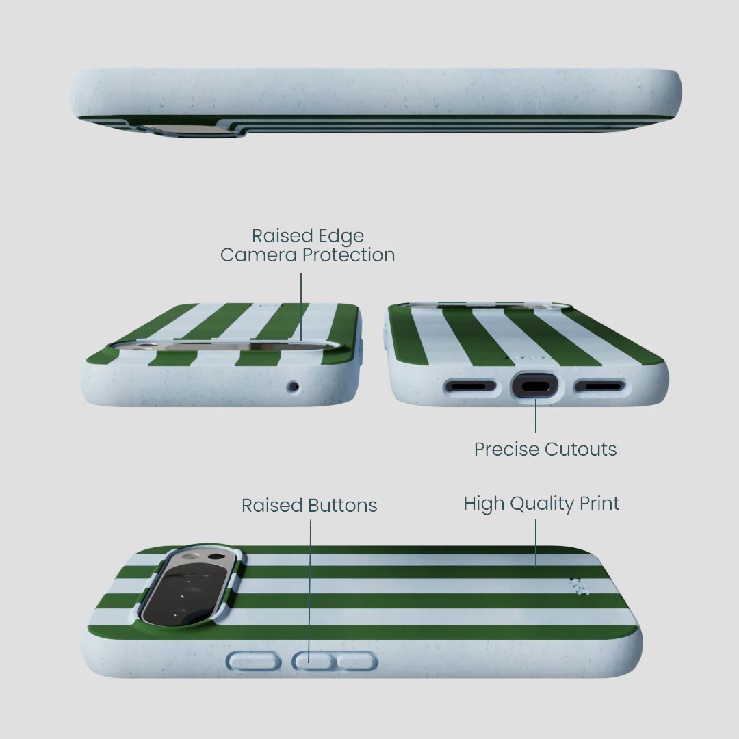 Powder Blue Big Evergreen Stripes Google Pixel 10 Pro XL Case - Image 3