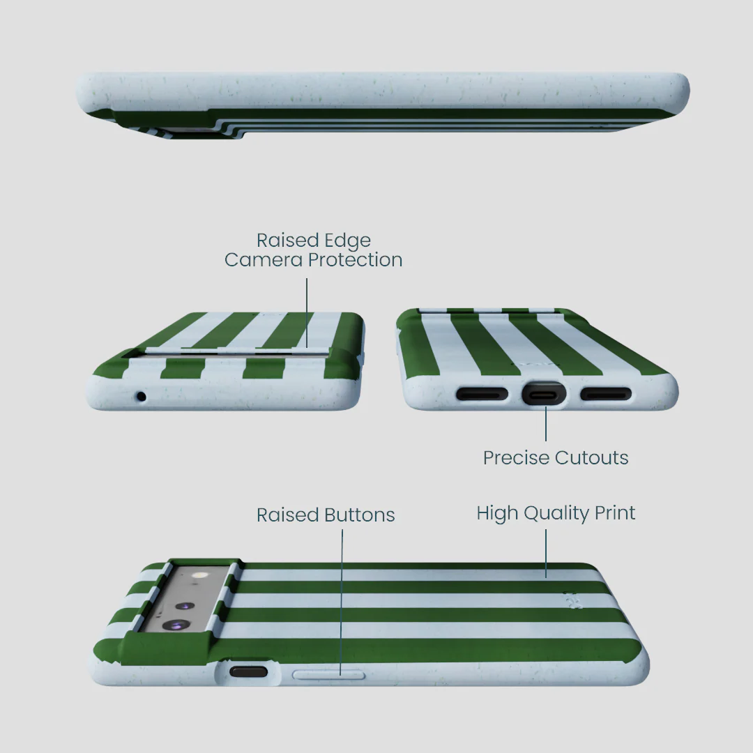 Powder Blue Big Evergreen Stripes Google Pixel 6 Case - Image 3