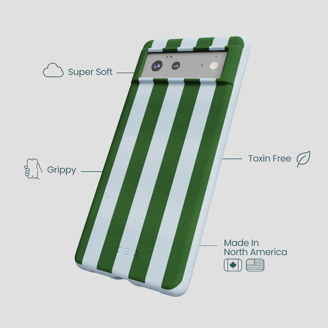 Powder Blue Big Evergreen Stripes Google Pixel 6 Case - Image 4