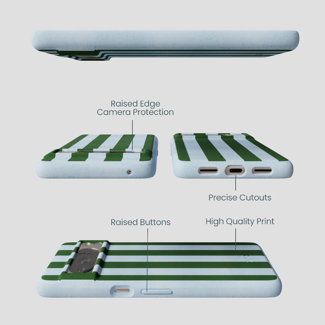 Powder Blue Big Evergreen Stripes Google Pixel 8 Pro Case - Image 3