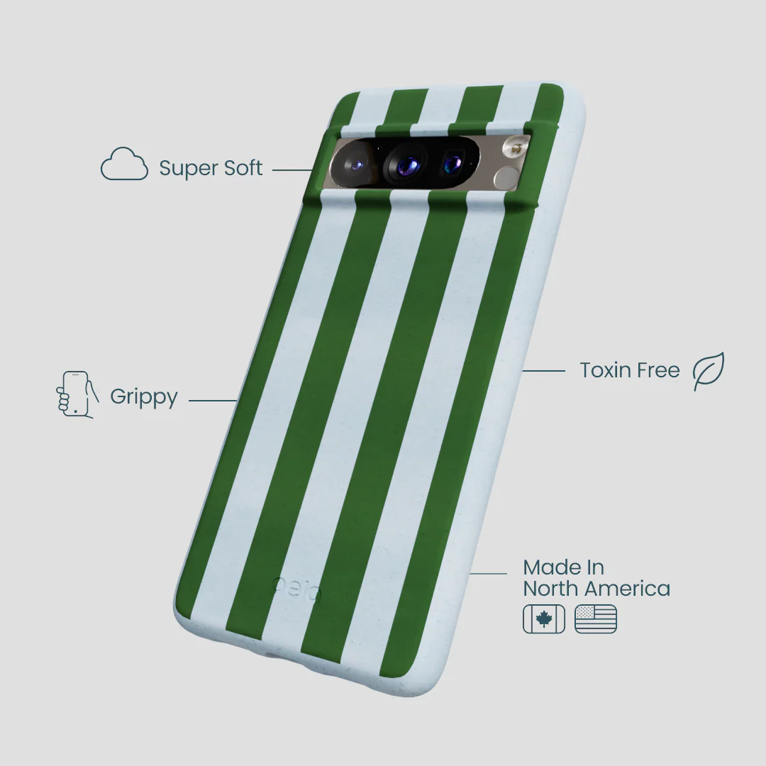Powder Blue Big Evergreen Stripes Google Pixel 8 Pro Case - Image 4