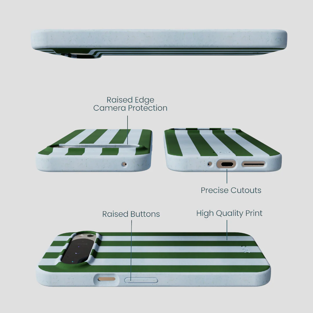 Powder Blue Big Evergreen Stripes Google Pixel 9 Pro XL Case - Image 3