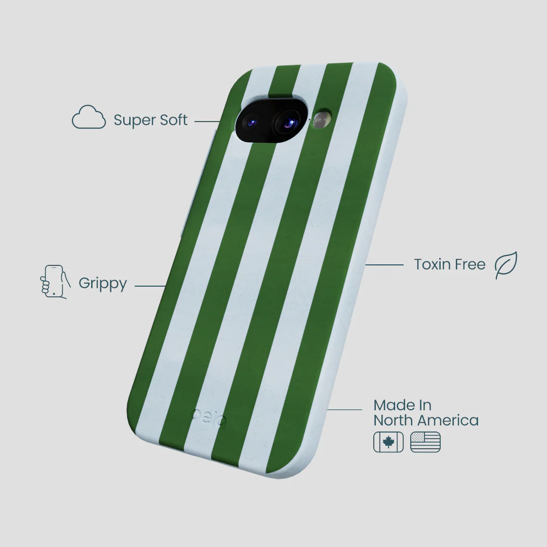 Powder Blue Big Evergreen Stripes Google Pixel 9a Case - Image 4