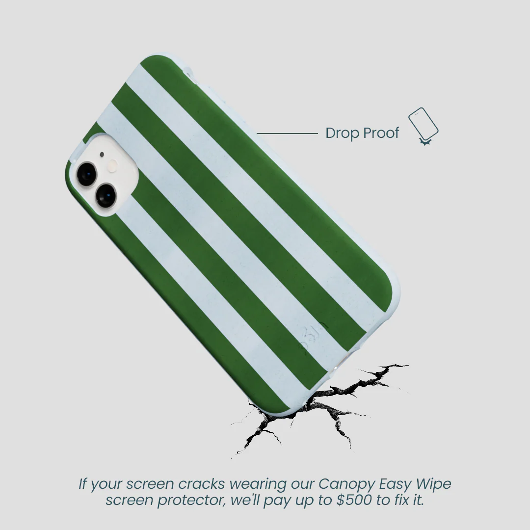 Powder Blue Big Evergreen Stripes iPhone 11 Case - Image 5