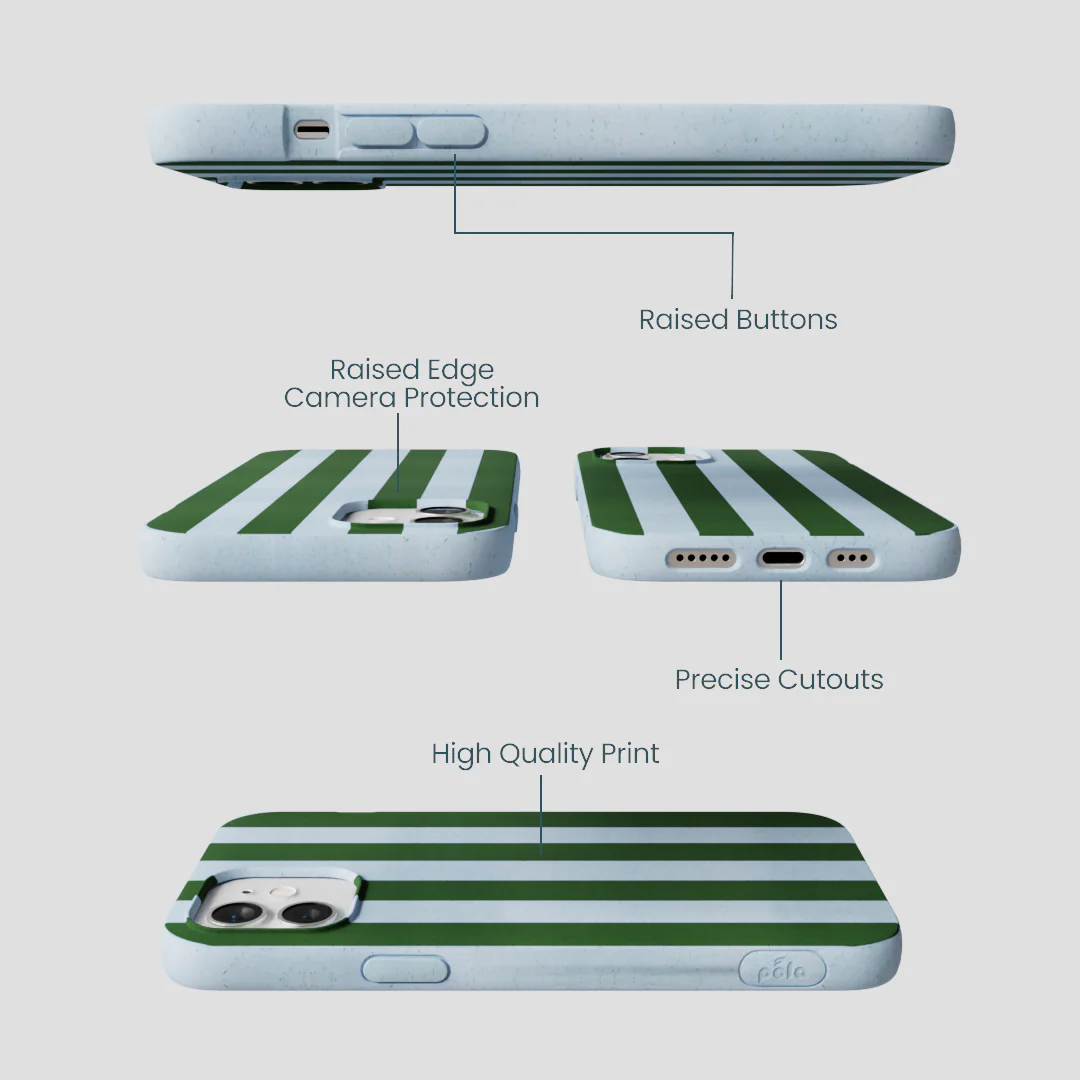 Powder Blue Big Evergreen Stripes iPhone 12/ iPhone 12 Pro Case - Image 3