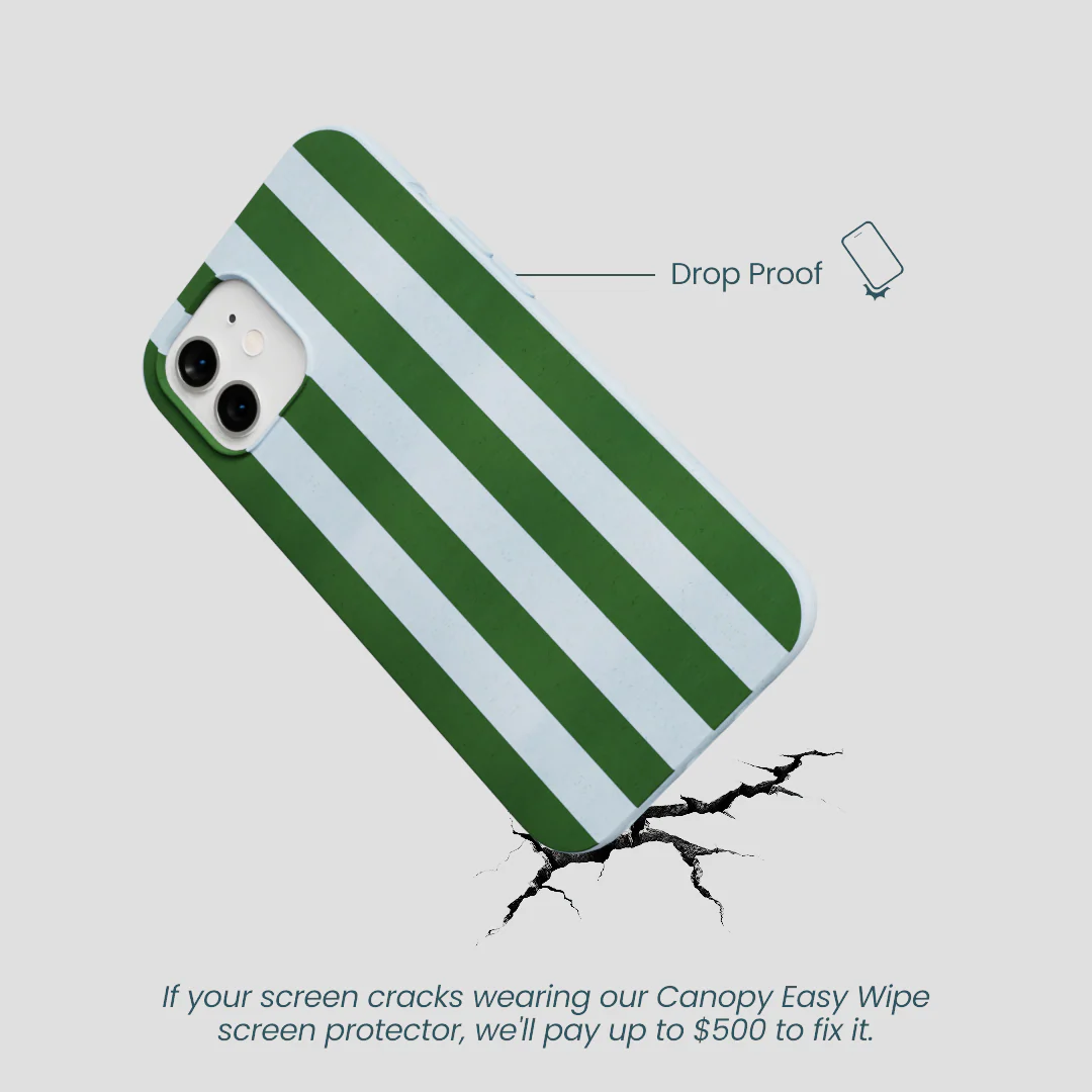 Powder Blue Big Evergreen Stripes iPhone 12/ iPhone 12 Pro Case - Image 5