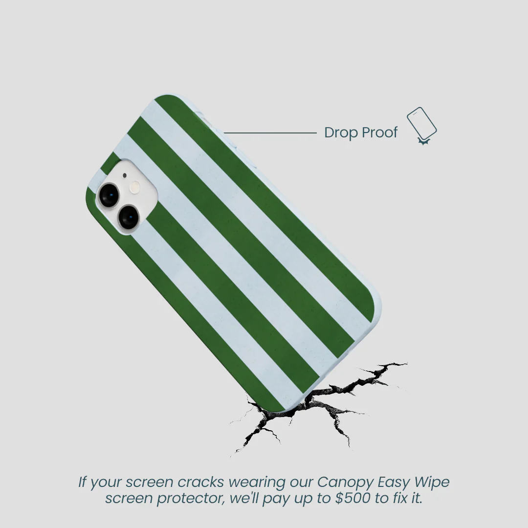 Powder Blue Big Evergreen Stripes iPhone 12 Mini Case - Image 5