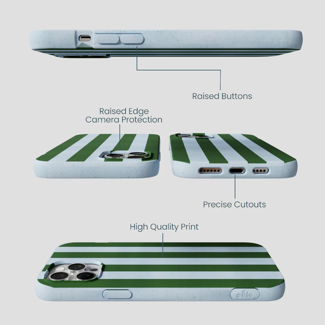 Powder Blue Big Evergreen Stripes iPhone 12 Pro Max Case - Image 3