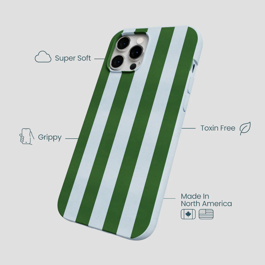 Powder Blue Big Evergreen Stripes iPhone 12 Pro Max Case - Image 4