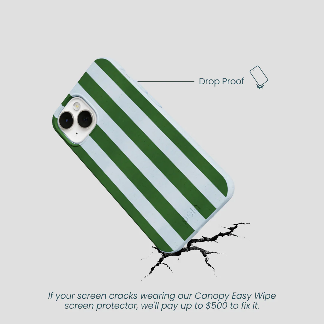 Powder Blue Big Evergreen Stripes iPhone 13 Mini Case - Image 5