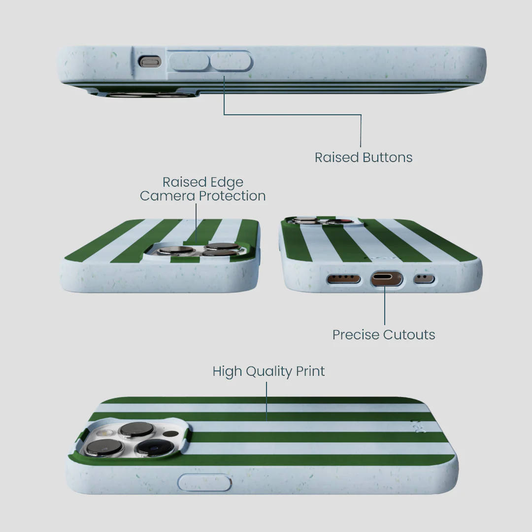 Powder Blue Big Evergreen Stripes iPhone 13 Pro Max Case - Image 3
