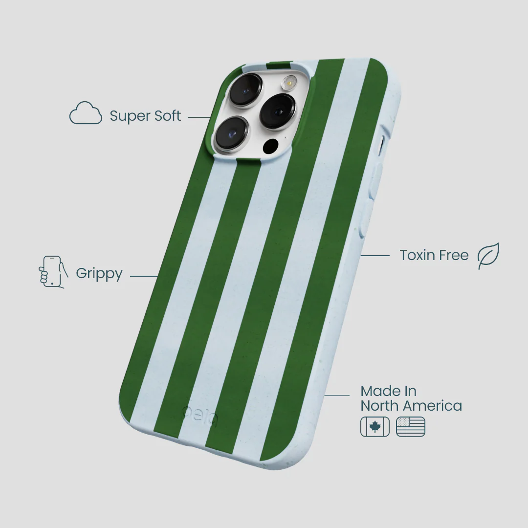 Powder Blue Big Evergreen Stripes iPhone 13 Pro Max Case - Image 4