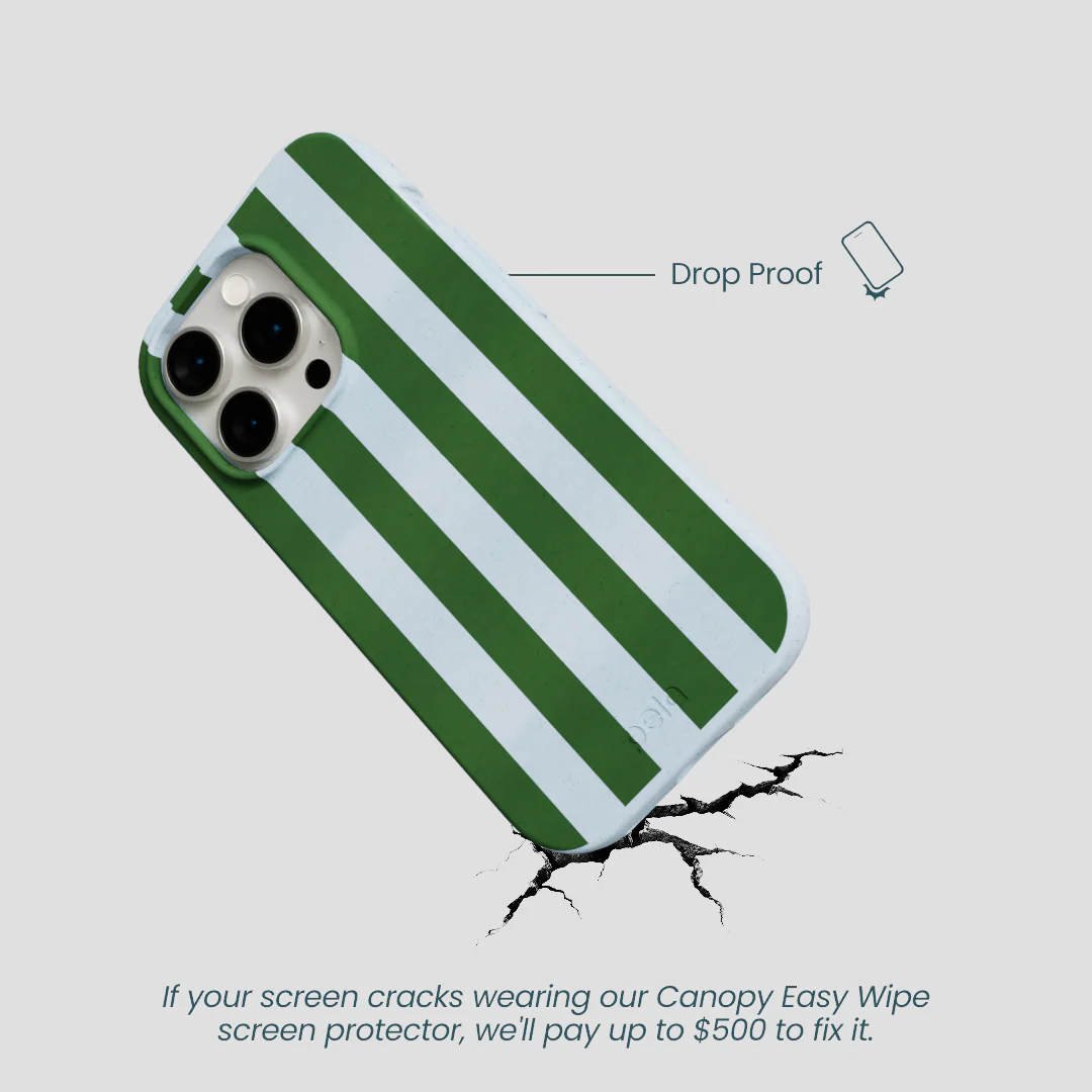 Powder Blue Big Evergreen Stripes iPhone 14 Pro Case - Image 5