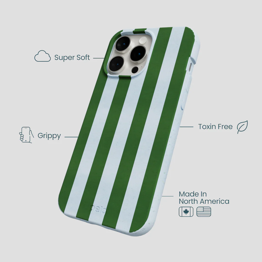 Powder Blue Big Evergreen Stripes iPhone 14 Pro Max Case - Image 4