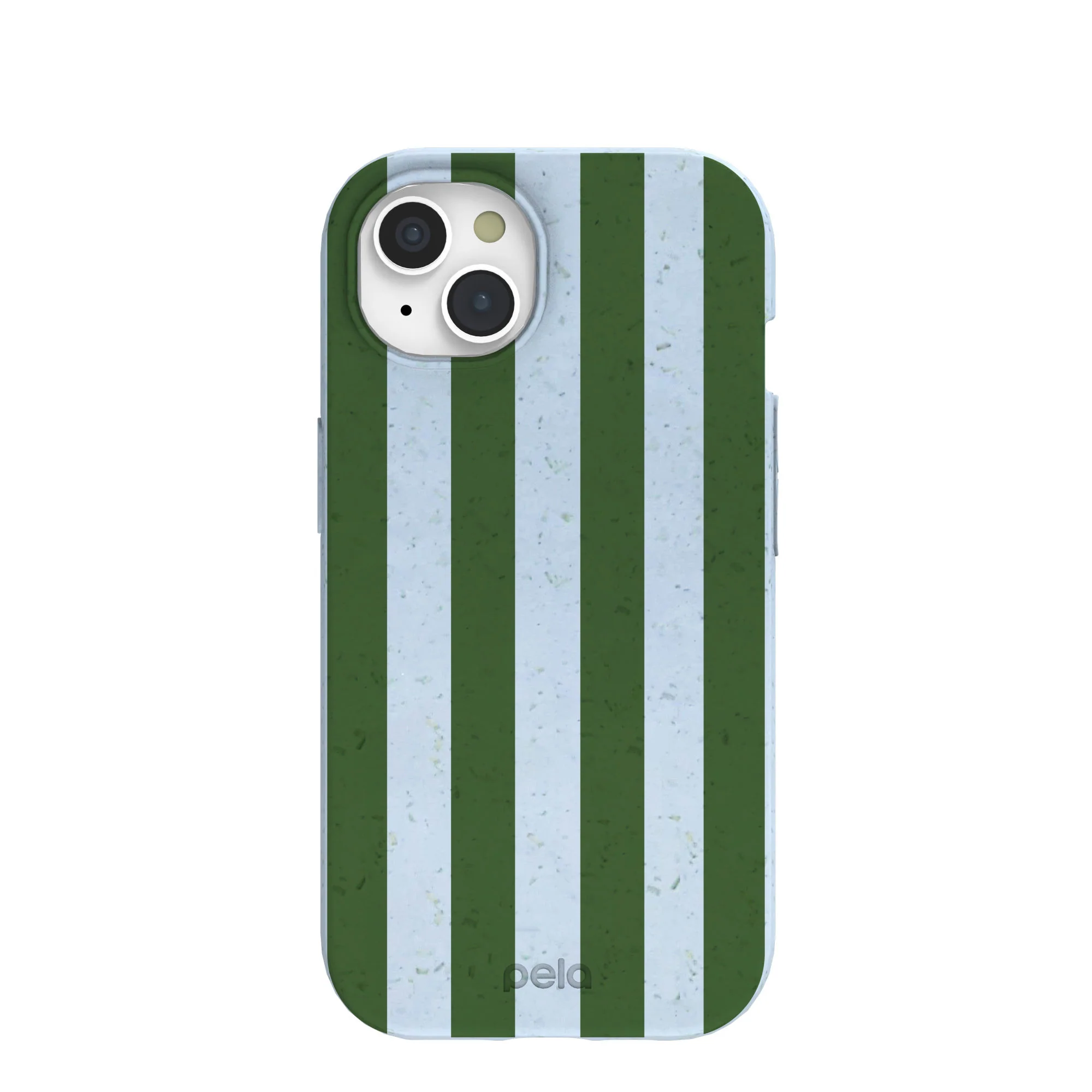 Powder Blue Big Evergreen Stripes iPhone 15 Case