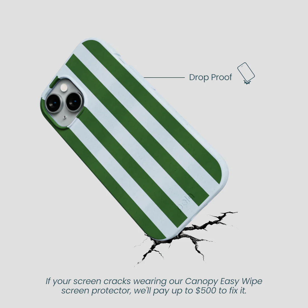Powder Blue Big Evergreen Stripes iPhone 15 Case - Image 5