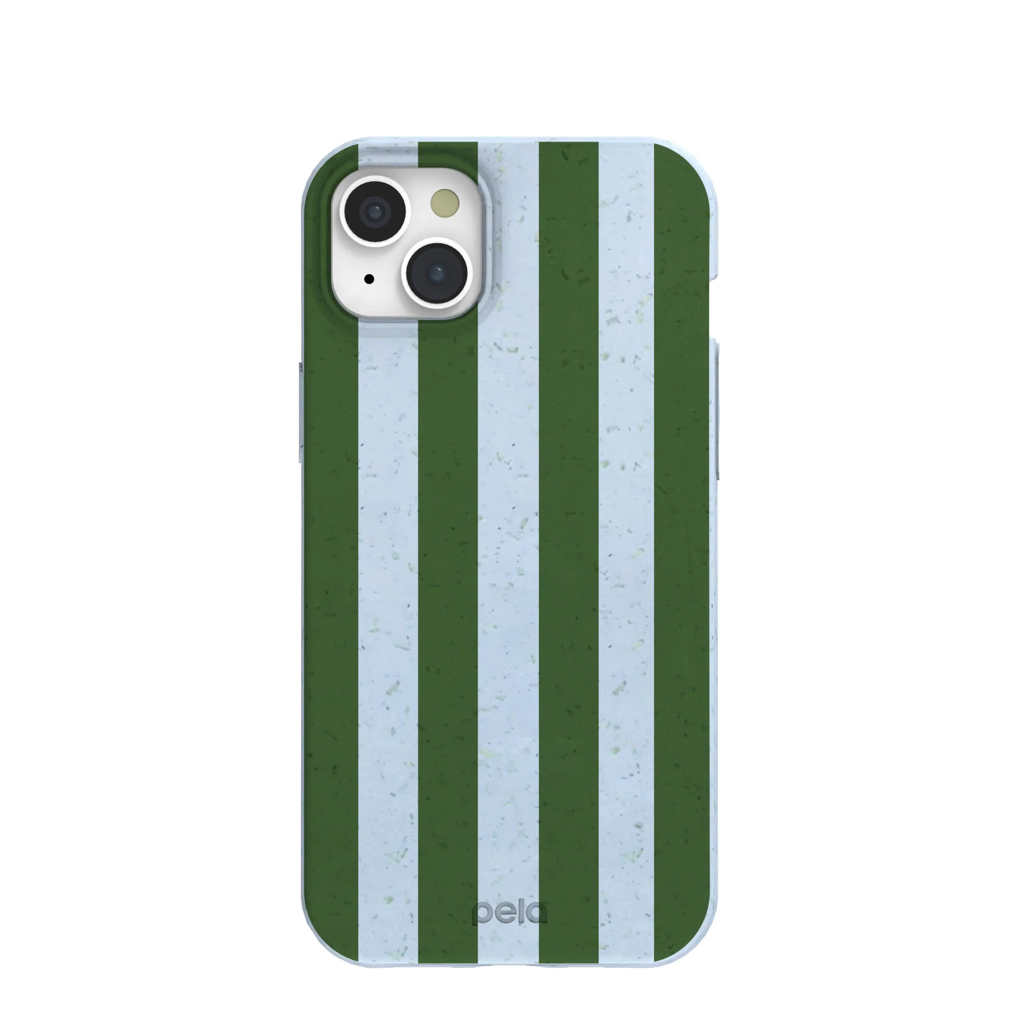 Powder Blue Big Evergreen Stripes iPhone 15 Plus Case