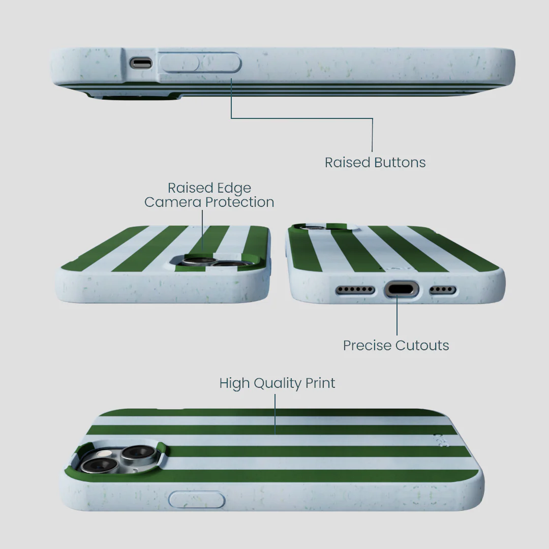 Powder Blue Big Evergreen Stripes iPhone 15 Plus Case - Image 3