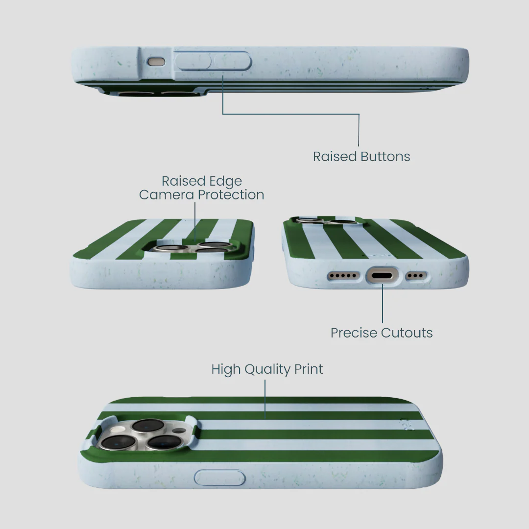 Powder Blue Big Evergreen Stripes iPhone 15 Pro Case - Image 3